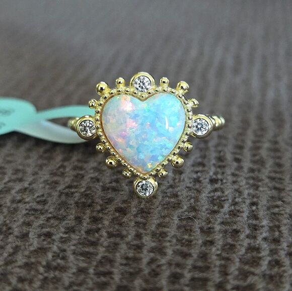 Cote d'Argent Jewelry - Cote d'Argent Lab Created White Fire🔥 Opal Heart Ring💍 - NWT